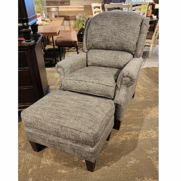 Accent Chair Traditional Wingback Tiltback with Ottoman distressed brown