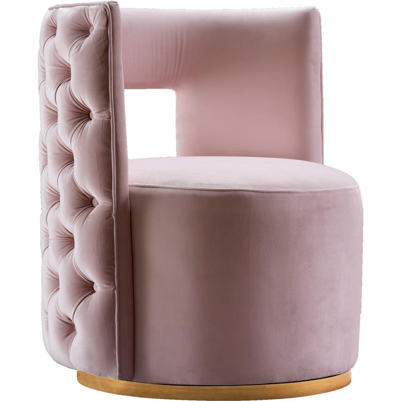 Accent Chair Velvet Cutout Back Button Tufted Brushed Gold Base