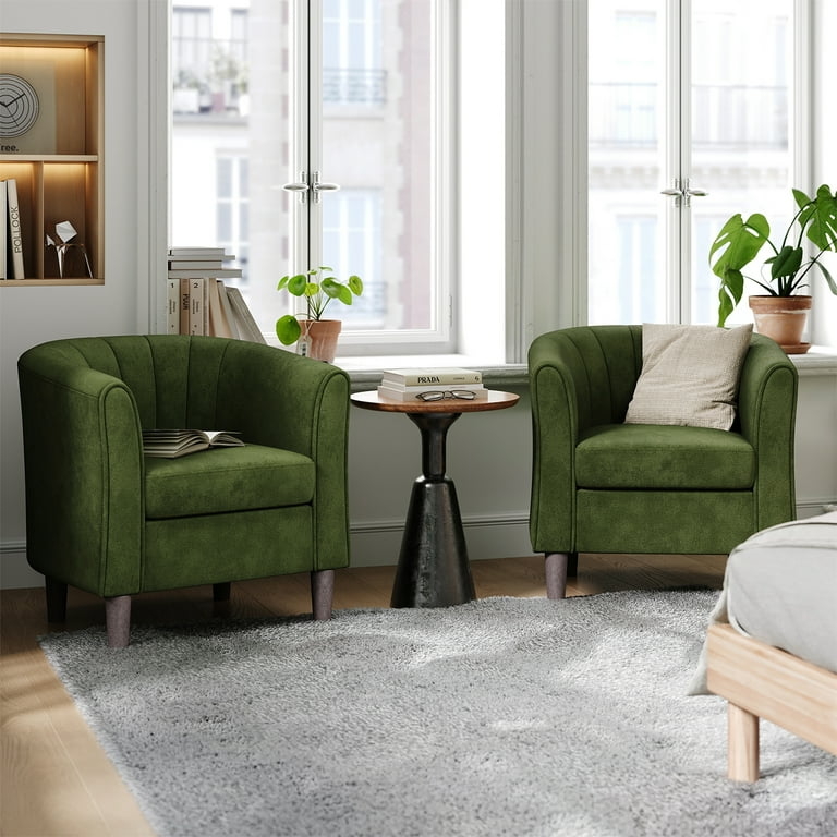 Accent Chair, Vertical Channel Tufted Barrel, Wood Legs