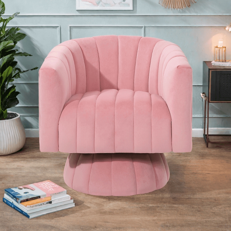 Accent Chair Vertical Channel Tufting Velvet Mid-Century Modern