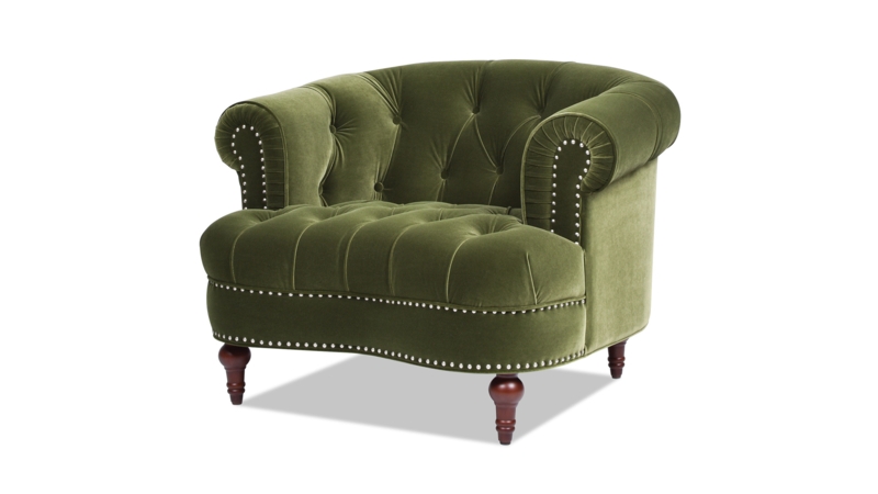 Accent Chair, Victorian Velvet, Rolled Arms, Nailhead Trim