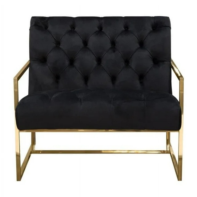 Accent Chair with Deep Diamond Tufting on Polished Metal Sled Base