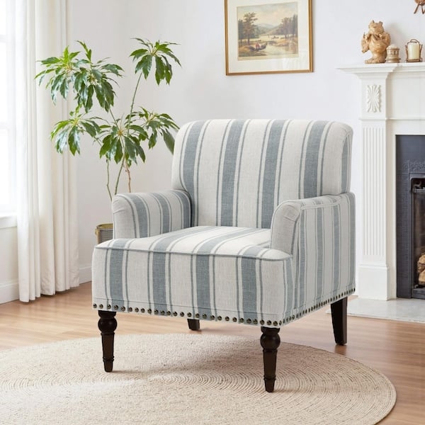Accent Chair with Nailhead Trim and Dark Turned Wood Legs