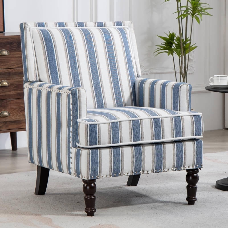 Accent Chair with Turned Baluster Legs and Silver Nailhead Trim