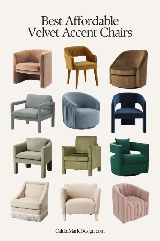 Accent Chairs Diverse Silhouettes Jewel Tone Velvet Swivel Bases