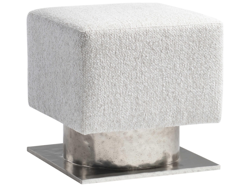 Accent Stool Boucle Cube Seat Metallic Pedestal Base Modern Chic