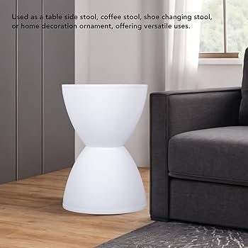 Accent Stool in White with Modern Hourglass Silhouette