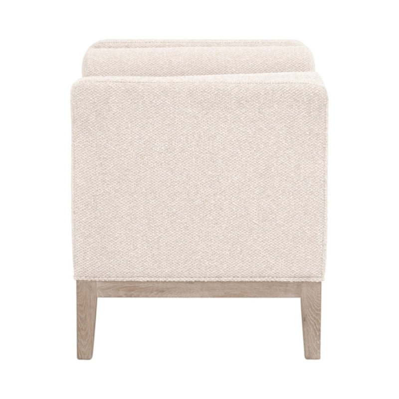 Accent Stool with Square Silhouette and Cream Heavy Weave Fabric