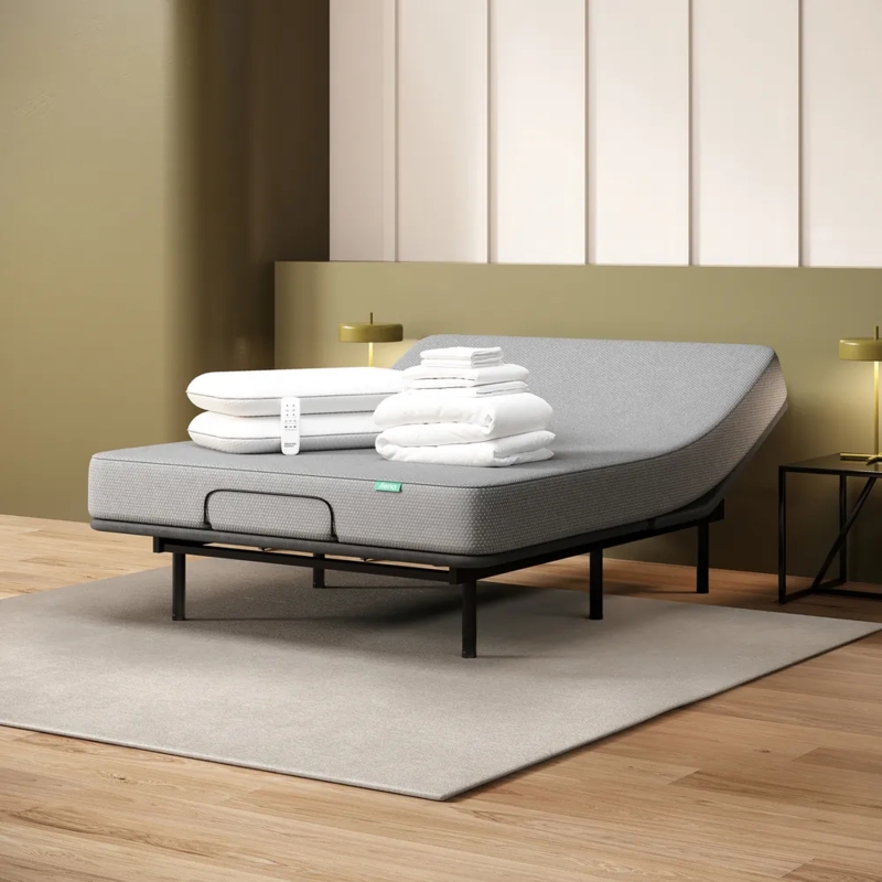 Adjustable Bed Bundle Minimalist Head Articulation Textured Mattress