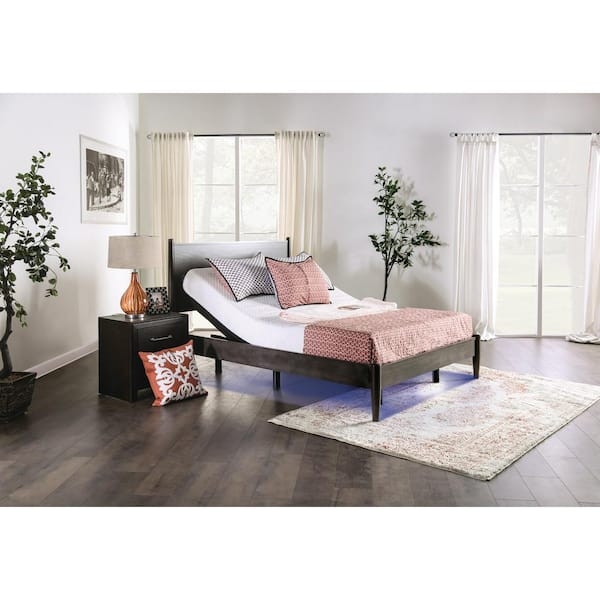 Adjustable Bed in Black with Blue Underbed Lighting Feature