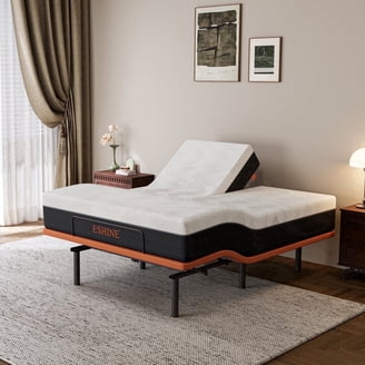 Adjustable Bed Split Queen Orange Trim Black Frame Split Head Adjustment