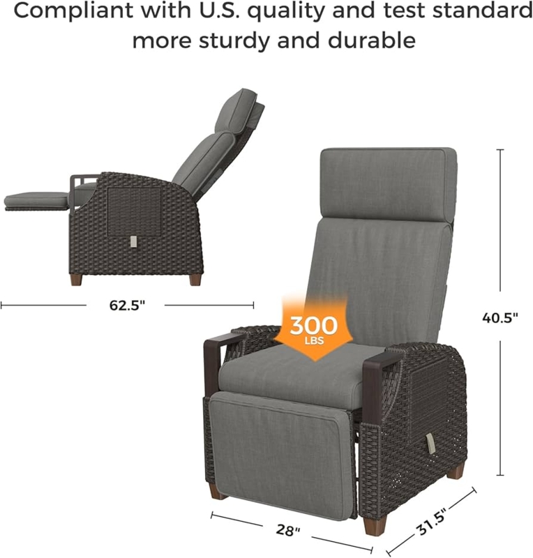 Adjustable Outdoor Recliner Chair with Integrated Side Table