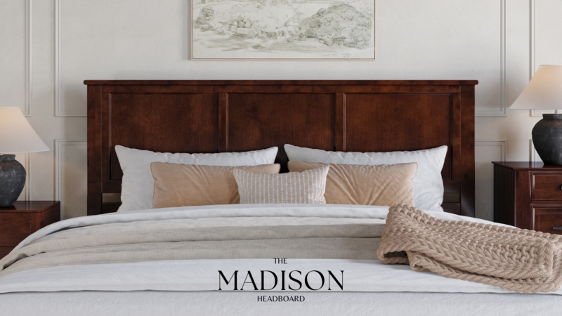 - AFI, Madison King Solid Wood Panel Headboard, Grey