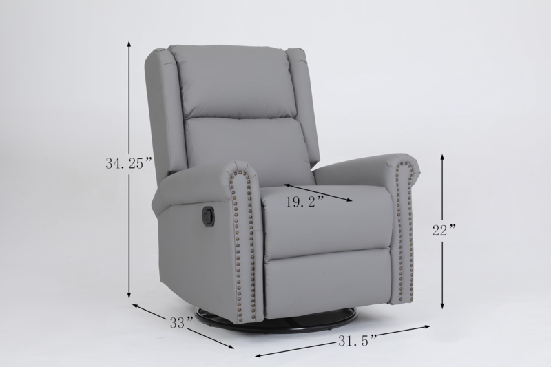 Amazon.com: 360 Degree Swivel Upholstered Manual Recliner with Nailhead  Trims for Living Room, Grey : Home & Kitchen