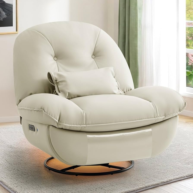 Amazon.com: 43.5" Oversized Electric Swivel Rocker Recliner Chairs for  Adults,Modern Leather Power Glider Recliners Chair for Big and Tall Up to  400 LBS with 270 Swivel, 3-in-1 Pillow,Breathing Light(Beige) : Home &