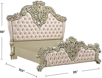 Amazon.com: Acme Furniture PU Upholstered Eastern King Bed in Light Gold  and Champagne Silver : Home & Kitchen