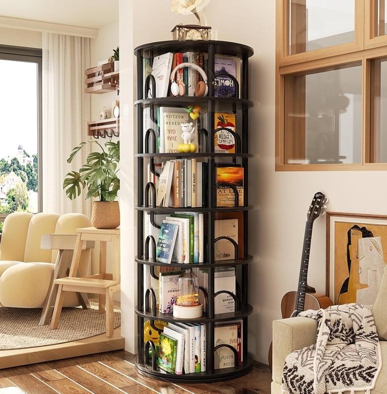 Amazon.com: Aheaplus 6 Tier Rotating Bookshelf Tower, Revolving Bookcase,  360 Round Spinning Book Shelf, Narrow Swivel Bookshelves Vertical Rolling  Turning Corner Bookshelf Organizer for Small Space, Black : Home & Kit