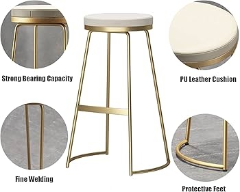Amazon.com: Bar Height Stools,Kitchen Counter Iron bar Stool,Leather  Upholstered Seat Dining Chair,Modern Accent Furniture for Pub Home Party, White,55cm : Home & Kitchen