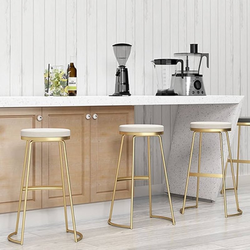 Amazon.com: Bar Height Stools,Kitchen Counter Iron bar Stool,Leather  Upholstered Seat Dining Chair,Modern Accent Furniture for Pub Home Party, White,55cm : Home & Kitchen