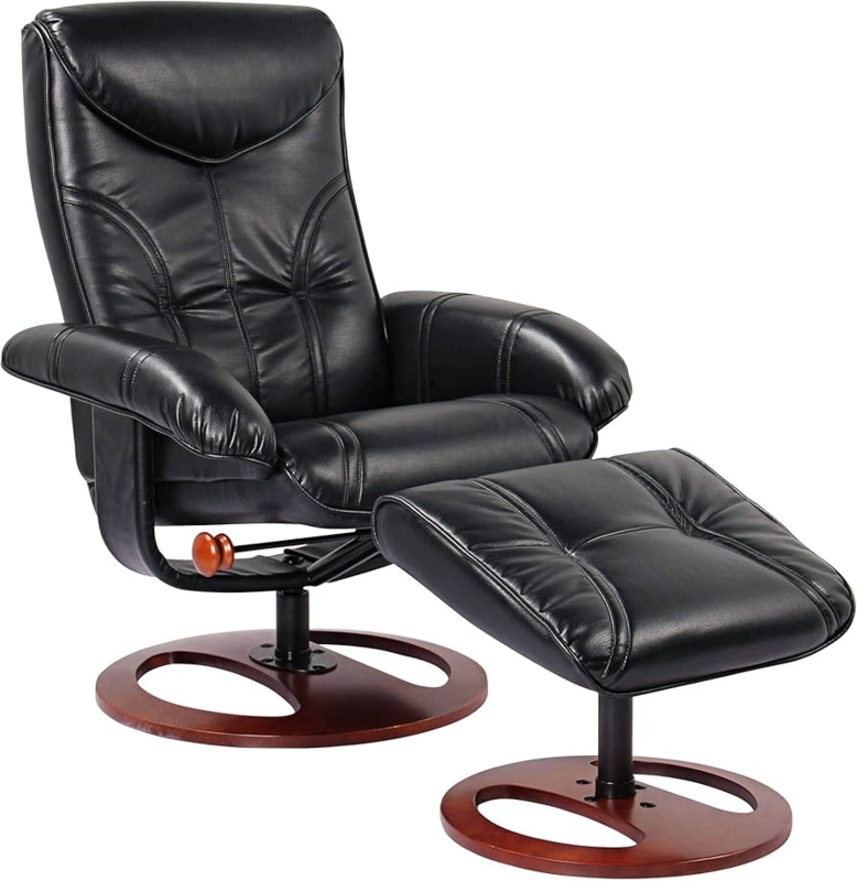 Amazon.com: BenchMaster Newport Black Swivel Recliner and Slanted Ottoman :  Home & Kitchen