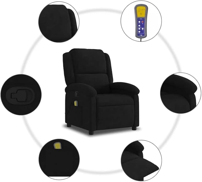 Amazon.com: Black Velvet Massage Recliner Chair: Metal, Plywood,  Comfortable Reclining Sofa for Room, Living, Modern Spaces & Seating :  Health & Household