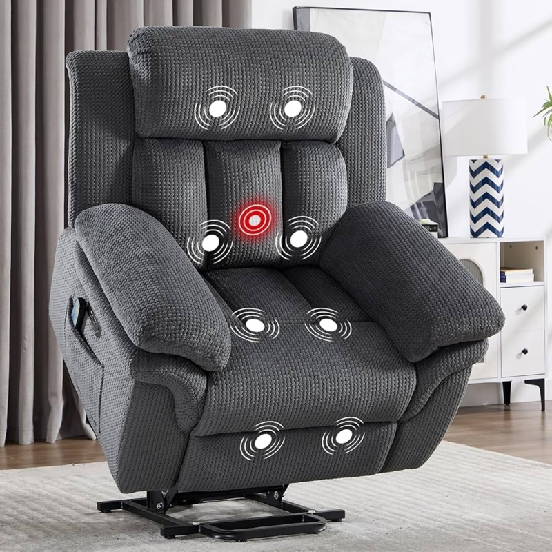 Amazon.com: CANMOV 46" Wide Oversize Power Lift Recliner Chair, Extra Large  Electric Lift Recliners for Elderly Big, Stand Up Recliner Chair with  Massage and Heat, USB and Type-C Ports, Grey : Home