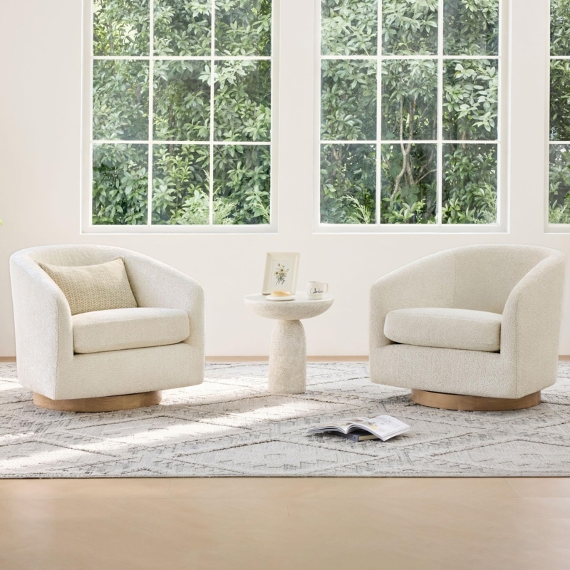 Amazon.com: CHITA Swivel Accent Chair Set of 2, FSC Certified Upholstered  Fabric Barrel Chair for Living Room, Fully Assembled, Cream : Home & Kitchen