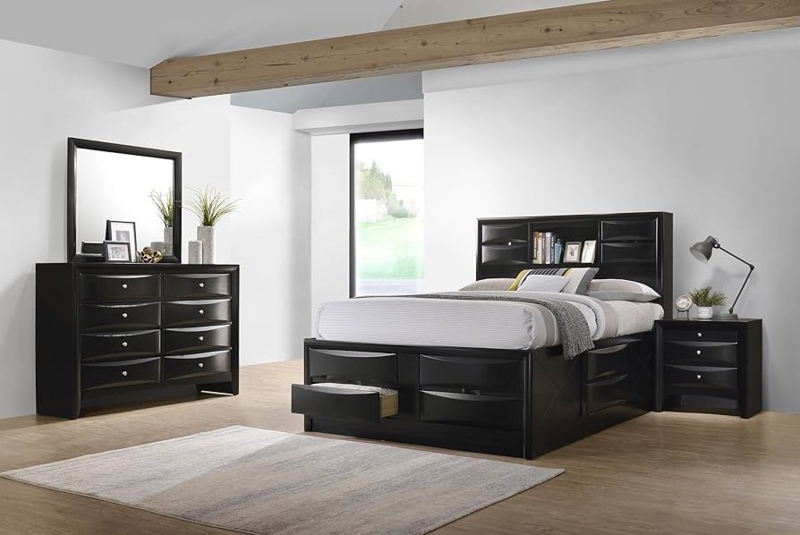 Amazon.com: Coaster Home Furnishings Briana Transitional 4-Piece Bedroom Set  Eastern King Size Storage Bookcase Bed Frame 56-inch Headboard Black  202701KE-S4 : Home & Kitchen