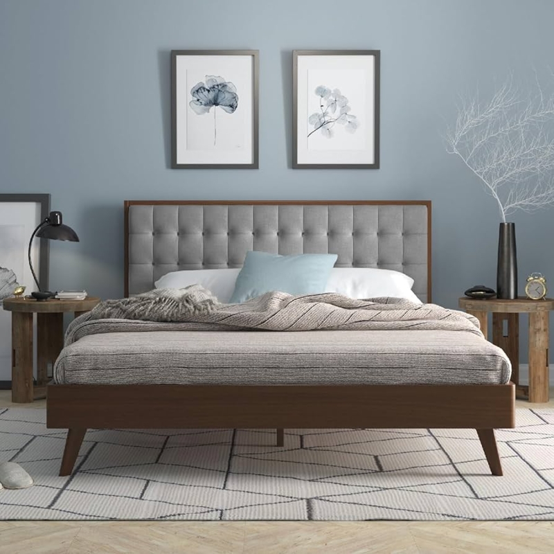 Amazon.com: DG Casa Mid Century Modern Solid Wood Bed Frame : Home & Kitchen