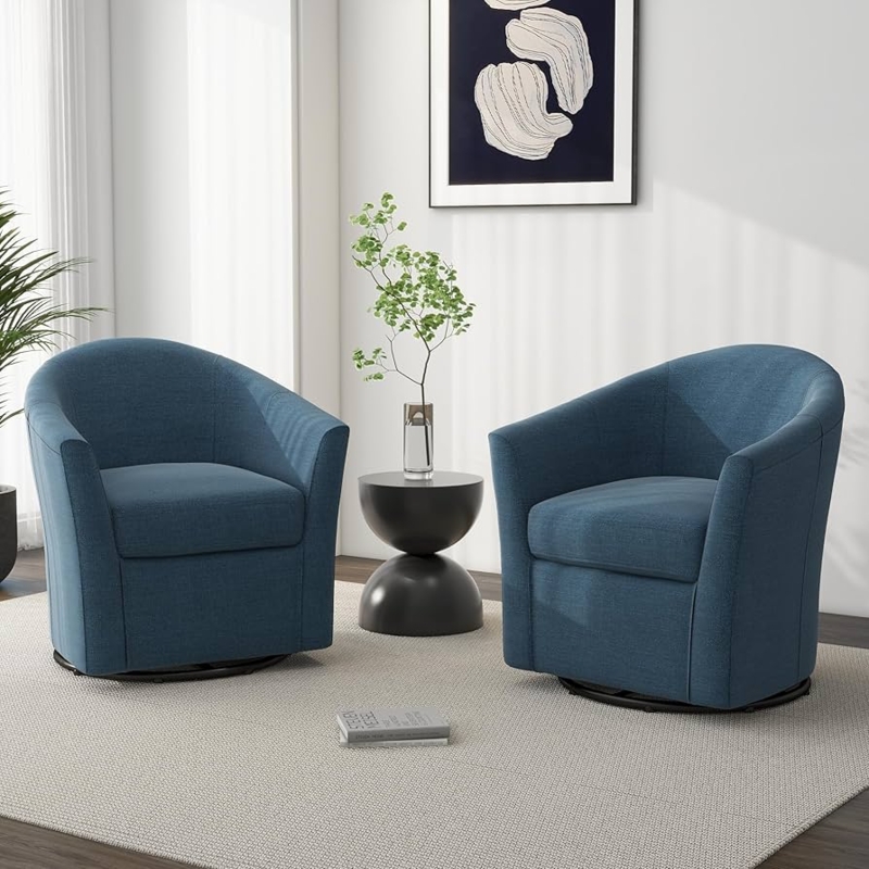 Amazon.com: DREAMSIDEA Swivel Accent Chair Armchair, Modern Round Single  Sofa Seating Comfy Reading Barrel Chairs for Living Room Bedroom (Blue, Set  of 1) : Home & Kitchen