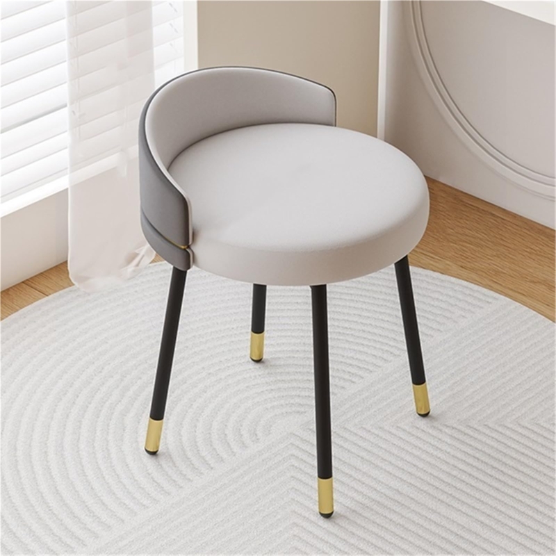 Amazon.com: Dressing Stool Upholstered Vanity Stool with Backrest Chair for  Makeup Round Stools Accent Chair Ottoman for Living Room Dressing Room  Practical(Gray,Non rotatable) : Home & Kitchen