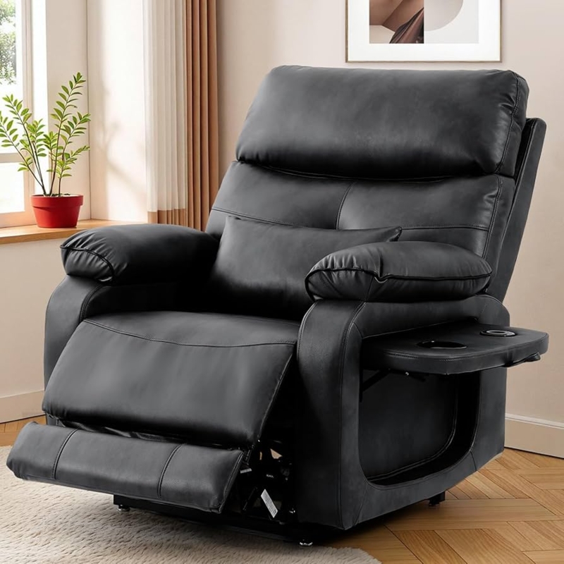Amazon.com: Dual Motor Power Lift Recliner Chair for Adult & Elderly, Infinite  Position Lay Flat Lift Chair with Heat & Massage, Cup Holder, Lumbar  Pillow, Wireless Charger, USB Ports, Leather (Silver Grey) :