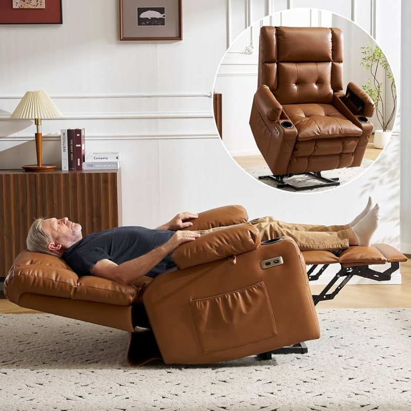 Amazon.com: Dual Motor Power Lift Recliner Chair for Elderly with Massage  and Heat, Oversized Lift Chair with Arm Storage, Lay Flat Lift Recliner for  Adults, Big Tall, Infinite Position, Camel : Home