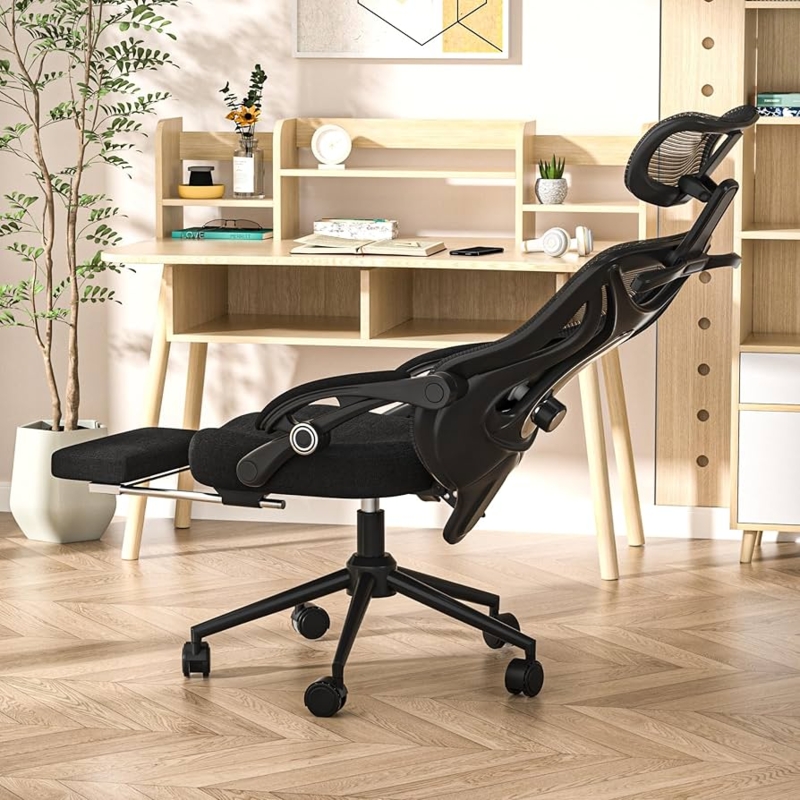 Amazon.com: Ergonomic Office Chair with Footrest - Adjustable Lumbar Support  & Headrest, 90-160 Reclining Mesh Back Computer Chair - Home  Office/Gaming, 350lbs Capacity : Home & Kitchen