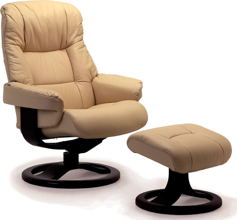Amazon.com: Fjords 855 Loen Small Leather Recliner Norwegian Ergonomic  Scandinavian Lounge Reclining Chair Furniture Nordic Line Genuine Sandel  Light Brown Leather Espresso Wood : Home & Kitchen