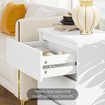 Amazon.com: FOTOSOK White Nightstand with 3 Drawers, White Bedside Table  Night Stand for Bedroom with Cut-Out Handle, Sofa Side Table 3 Drawer  Nightstand for Bedroom, 17.7W*15D*21.7H : Home & Kitchen