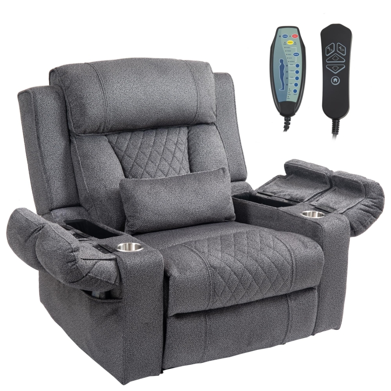 Amazon.com: FUNECORP Big Man Power Lay Flat Lift Chair Oversized Recliner  Dual Motor Heat Vibration for Elderly, Overstuffed Electric 28" Extra Wide  Recliners with Flip Arm Storage Cup Holders,USB Type C Charging :