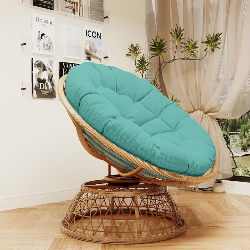 Amazon.com: Gardenbee Papasan Chair with Cushion and 360 Swivel Base, 36''  Wicker Papasan Lounge Chair with Sturdy Frame, Lazy Chair, Aqua : Home &  Kitchen