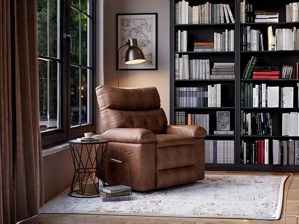 Amazon.com: GarveeHome Oversized Wide Rocker Swivel Recliner Chair - PU  Leather Manual Recliner for Adults, Large Nursery Chair Lazy Recliner with  Comfort Arm and Back for Living Room, Bedroom : Home &