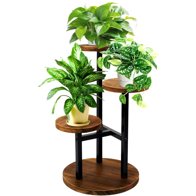 Amazon.com: GEEBOBO 3 Tier Plant Stand Indoor, Metal Wood Plant Stands For  Indoor Plants Multiple, Corner Tiered Flower Plants Shelf Stand for Living  Room Bedroom, Brown : Patio, Lawn & Garden