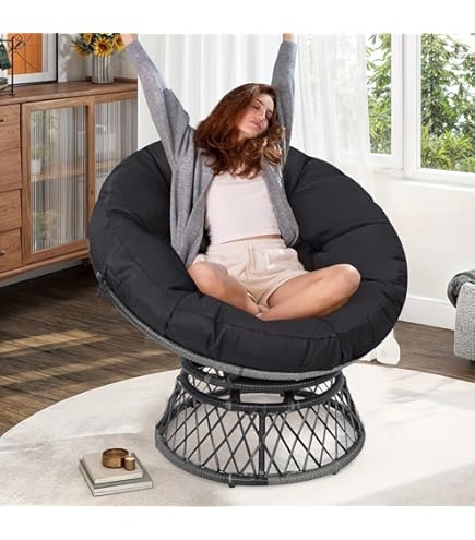 Amazon.com: Haplized Oversize Papasan Chair, Swivel Accent Chair with Thick  Cushion, Modern Comfy Saucer Chair Round Chair Egg Chair for Living Room,  Bedroom, Lounge (Beige) : Home & Kitchen