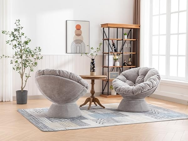 Amazon.com: Haplized Oversize Papasan Chair, Swivel Accent Chair with Thick  Cushion, Modern Comfy Saucer Chair Round Chair Egg Chair for Living Room,  Bedroom, Lounge (Beige) : Home & Kitchen