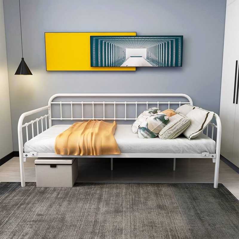 Amazon.com: HOMERECOMMEND Multi-Purpose Metal Daybed Frame Heavy Duty Metal  Slats Sofa Bed Platform Mattress Foundation Economic Day Bed White Color  Twin Size. : Home & Kitchen