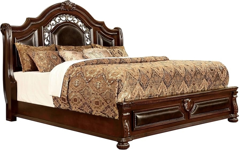 Amazon.com: HOMES: Inside + Out Hallie Traditional California King Bed :  Home & Kitchen