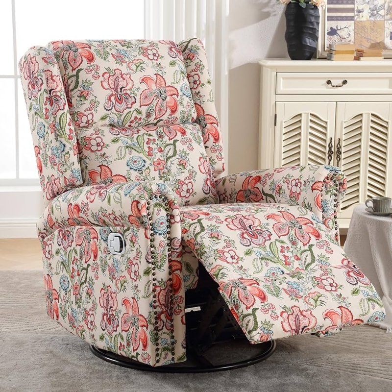 Amazon.com: HOMYKA Swivel Rocker Recliner Chair, Manual Rocking Recliner,  Floral Wingback Glider Reclining Chair with Adjustable Backrest & Footrest  for Small Spaces Living Room, Pink Flower : Home & Kitchen