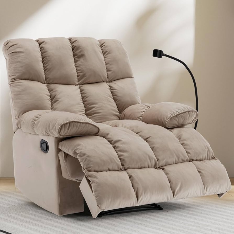 Amazon.com: hzlagm Oversized Recliner Chairs for Adults 400LBS, Extra Wide  Recliner, Manual Recliner Chair with Overstuffed Armrest and Backrest,  Velvet Big and Tall Recliners for Living Room, Beige : Home & Kitchen