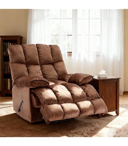 Amazon.com: hzlagm Oversized Recliner Chairs for Adults 400LBS, Extra Wide  Recliner, Manual Recliner Chair with Overstuffed Armrest and Backrest,  Velvet Big and Tall Recliners for Living Room, Brown : Home & Kitchen