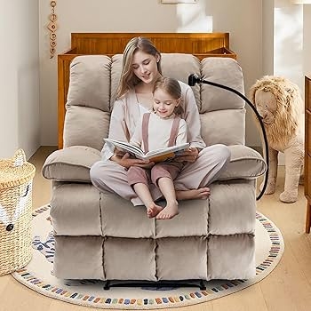Amazon.com: hzlagm Oversized Recliner Chairs for Adults 400LBS, Extra Wide  Recliner with Overstuffed Armrest and Backrest, Velvet Big and Tall  Recliners for Living Room, Beige : Home & Kitchen