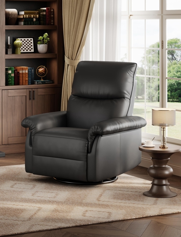 Amazon.com: IDEALHOUSE Manual Recliner Chair, 360 Swivel Rocker Glider  Recliner with Padded Armrests, Modern PU Leather Upholstered Reclining Chair  for Living Room Bedroom and Nursery (Dark) : Home & Kitchen