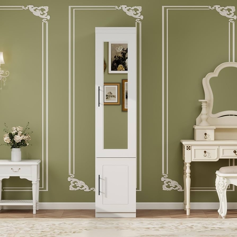 Amazon.com: Keloyid Armoire Wardrobe Closet, Bedroom Armoires with Door, Wardrobe  Cabinet with Mirror, Wardrobe Closet with Hanging Rod, Wood Closet Cabinet  with Storage Cabinet (White - 50) : Home & Kitchen